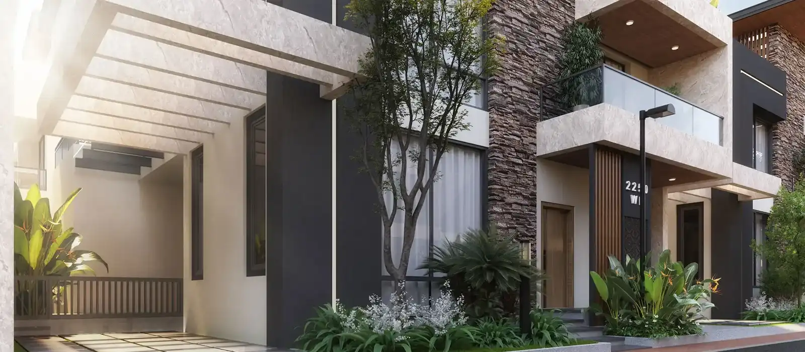 Nambiar Aranyaka villa entrance with landscaping